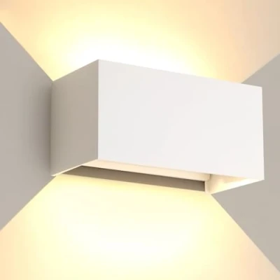 Immagine di 25W LED Applique da Esterno/Interno Lampada Esterno a Parete IP65 Impermeabile Moderno Alluminio Bianco 3000K Caldo per Luce Angolo di Regolabile