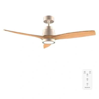 Immagine di Cecotec Ventilatori da Soffitto EnergySilence Aero 5295 GoldWhite 40 W, Diametro 132 cm, Lampada a LED, Telecomando, 6 Velocità, Timer Fino 8 Ore, 3 Pale, Estate/Inverno