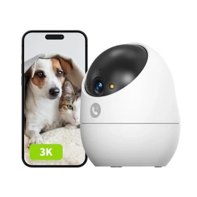 Immagine di Beans View 3K Telecamera di sicurezza per interni, sorveglianza Wi Fi a 360, visione notturna colori, rilevamento e tracciamento automatico persone (D210 5MP)