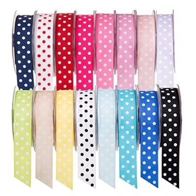 Immagine di SR, Nastro di raso a pois, 20 m lunghezza, larghezza: 38 mm, colore: bianco pois neri