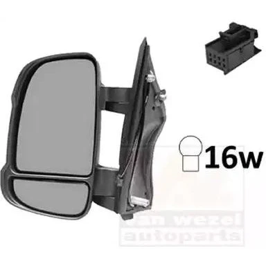 Immagine di specchio retrovisore esterno Van Wezel 0983801 Sx nero completo, convesso, per a regolazione manuale, con grandangolo, Br