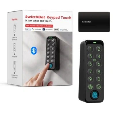 Immagine di SwitchBot Smart Keypad Touch per Door Lock, ingresso senza chiave con impronta digitale, impermeabile IP65, supporta password virtuali la sicurezza domestica