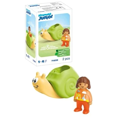 Immagine di Playmobil Junior 71699 Dondolo Lumachina, Include Un Personaggio Femminile, Giocattolo sostenibile Realizzato in plastica a Base vegetale, per Bambini dai 12 Mesi su