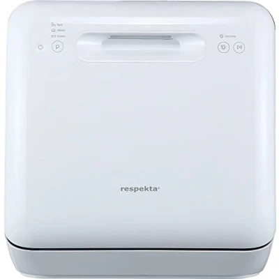 Immagine di Respekta Mini lavastoviglie da incasso 42 cm, piccola tavolo con attacco per l&#039;acqua/cestino pieghevole posate e supporto piatti, 3 programmi, funzione extra asciutto,