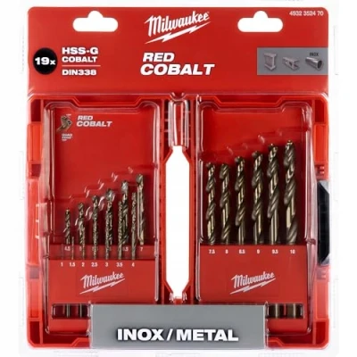 Immagine di MILWAUKEE Red Cobalt Cassettina 19 Punte per Trapano Rettificate in HSS al Cobalto Forare Ferro e Acciaio