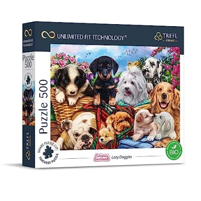 Immagine di Trefl Prime Puzzle UFT Cuteness Overload: Lazy Doggies 500 Pezzi Cartone più Spesso, Moderno per gli Appassionati di Cani, Intrattenimento Creativo Adulti e Bambini dai 10 anni