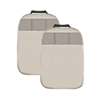 Immagine di L &amp; P Car Design L&amp;P A081B2 2 protezioni per schienale auto, protezione lo dell&#039;auto, del sedile posteriore, in ecopelle, colore beige, 3 tasche