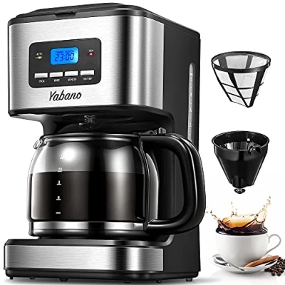 Immagine di Yabano Macchina Caffe, Caffe Americano, Programmabile 1.5L da Caffè Americano con Timer, LED Pulsanti Touch, Filtro Permanente per Tè e 900W, Acciaio Inox