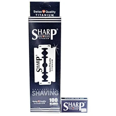 Immagine di 100 Lamette Da Barba Sharp Hi Titanium Di Ricambio Per Rasoio Sicurezza A Doppio Filo Uomo Rivestite Al Titanio