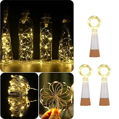 Immagine di KOBWA LED Sughero Bottiglia Luci, Luci per Bottiglie Tappo del Vino Fata String Rame Filo Stringa Stellato USB Ricaricabile Matrimonio (Bianco caldo(Confezione da 3))