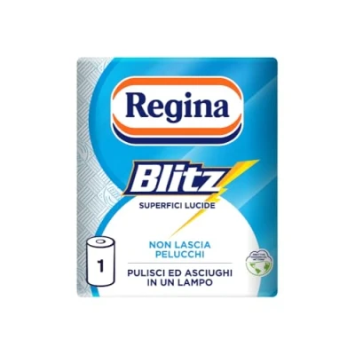 Immagine di Regina Blitz Carta Casa, Confezione da 1 Rotolo, 100 Maxi Fogli a 3 Veli, in Riciclabile, Pulisci e Asciughi un Lampo, 100% Certificata FSC