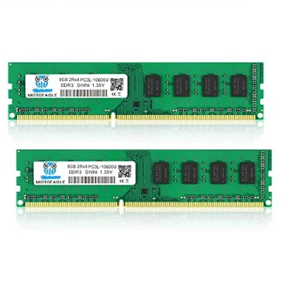 Immagine di Motoeagle PC3 10600 DDR3 1333 16GB Kit (2x8GB) 1333MHz 2Rx8 10600U 8GB Ram 240 Pin 1.35V CL9 Desktop Memory