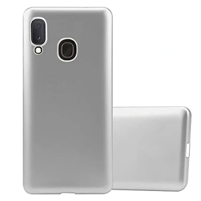 Immagine di Cadorabo Custodia per Samsung Galaxy A20e in ARGENTO METALLICO Morbida Cover Protettiva Sottile di Silicone TPU con Bordo Protezione Ultra Slim Case Antiurto Gel Back Bumper Guscio