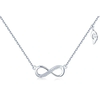 Immagine di Infinite U Collana regolabile con simbolo di infinito &quot;Forever&quot;, decorato zirconi in argento 925, per donna, ragazza, idea regalo, colore bianco
