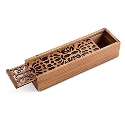 Immagine di HERCHR Scatola in Legno,Scatola Portapenne Legno con Coperchio Scorrevole,Scatola Cassette Legno,Scatole Decorative Portaoggetti,Portapenne Astucci per Ufficio Scuola Studenti