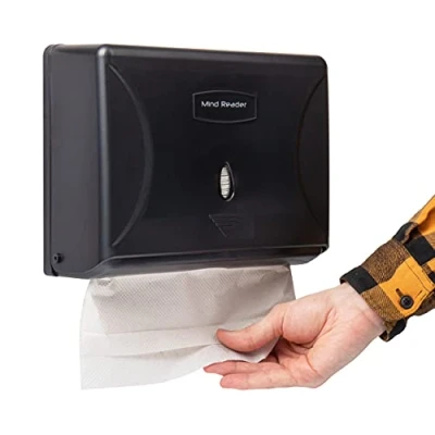 Immagine di Mind Reader Distributore di asciugamani carta multipiega, porta carta, bagno, montaggio a parete, nero, 3,75 x 10,5 14