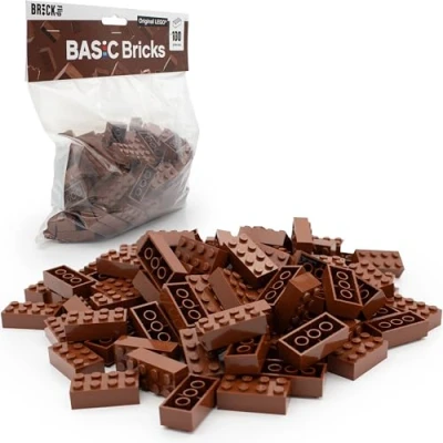 Immagine di LEGO 2x4 Mattoncini Classic, Marrone rosso, 100 pezzi Parti singoli nella confezione grande, mattoni basici Basic Bricks (3001)
