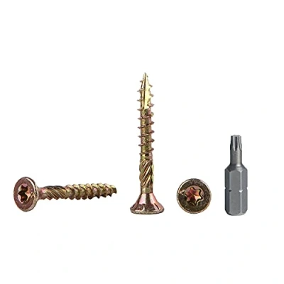 Immagine di Confezione da 100 viti per legno in acciaio zincato giallo 3,0 x 40 mm, testa Torx, tipo 17, svasata, e truciolato (100, mm)