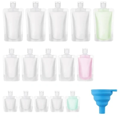 Immagine di Zosenyer kit Viaggio liquidi, 15 Pezzi Contenitori Trasparenti 30ml/50ml/100ml, Bottiglie da Riutilizzabili con Piccoli Imbuti per Shampoo, Lozione, Balsamo, Crema, Cosme