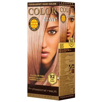 Immagine di COLOR TIME Tinta Permanente in Gel Colore Biondo Perla 92 Arricchita con Gelatina Reale e Vitamina C Colorazione per Capelli Copre i Bianchi 100 ML