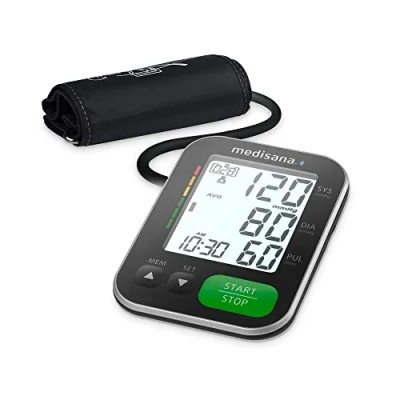 Immagine di medisana BU 570 connect sfigmomanometro da braccio superiore, misurazione precisa della pressione sanguigna e del polso con app Bluetooth, indicatore di battito cardiaco irregolare