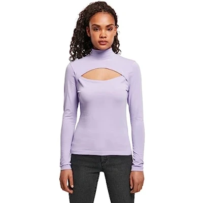 Immagine di Urban Classics Cutout Turtleneck Maglietta a manica lunga, Donna, Taglia: Medium, Lavender