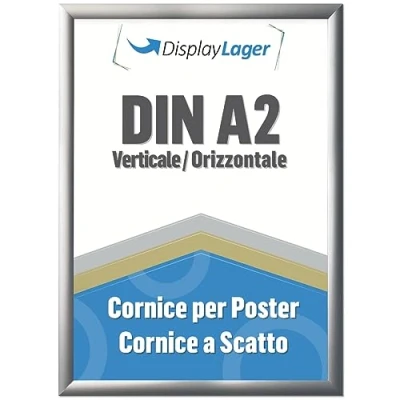 Immagine di DisplayLager Cornice a Scatto da 25 mm, Profilo in Alluminio e Disco di Protezione antiriflesso Materiale Fissaggio (A2, Argento)