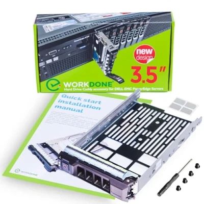 Immagine di WORKDONE Vassoio caddy da 3,5 pollici per disco rigido server PowerEdge Dell 11 13 generazione Adattatore a slitta SAS SATA HDD hot plug scomparto del carrier Facile configurazione