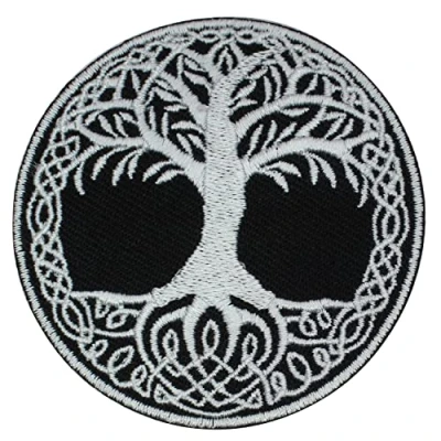 Immagine di Toppa ricamata con albero della vita vichinga, da cucire, per vestiti, ecc. 7 cm