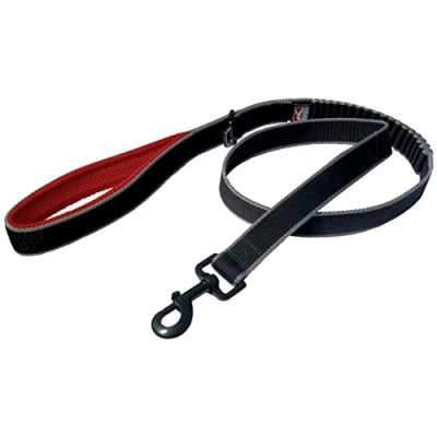 Immagine di Kurgo Guinzaglio Elastico per Cani, Anello a D Accessori, Interno, Facile da Tirare, D, Impugnatura Imbottita, circa 122 cm, Nero