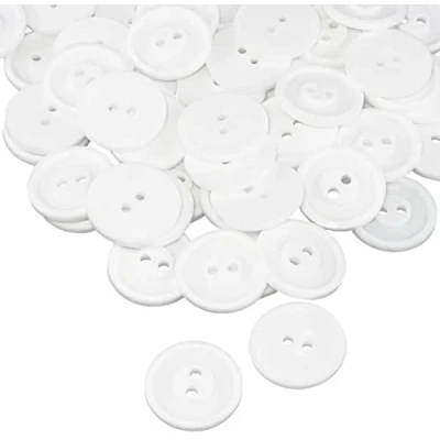 Immagine di AERZETIX C56858 Set di 100 Bottoni per cucire rotondi Ø19x2mm con 2 fori colore bianco in plastica apertura 2mm moda merceria cucito abbigliamento decorazione