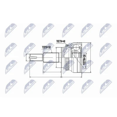 Immagine di NTY NPZ TY 066 Kit Giunto Omocinetico Assale anteriore Dx TOYOTA: Avensis II Station Wagon, Auris Hatchback, Corolla Verso
