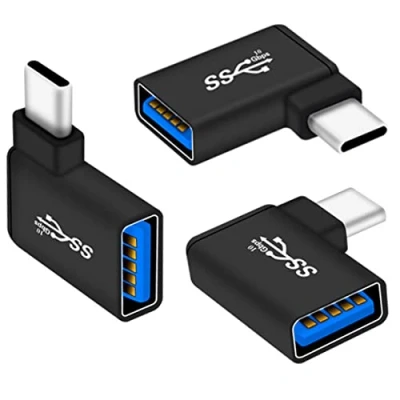 Immagine di Adattatore USB C a 3.0 90 Gradi (3 Pezzi), Femmina 3.1 Maschio OTG Angolo Retto Compatibile con MacBook Pro, Portatile, Galaxy, Telefoni di Tipo e Altri