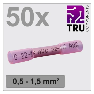 Immagine di TRU COMPONENTS TC 12888400 Giuntafilo intermedio con guaina termoretraibile 0.5 mm² 1.5 Completamente isolato Rosso 50 pz.