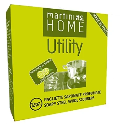 Immagine di MartiniSPA Home Utility 0204B00 Pagliette Saponate Profumate al Limone, Acciaio e Sapone, Argento, 14.5x14.5x4.9 cm, 12 Unità