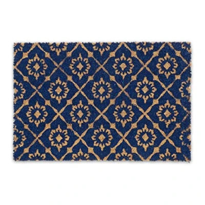 Immagine di Relaxdays Zerbino da Ingresso in Cocco, 60x40 cm, Antiscivolo, Resistente all’Acqua, Esterni e Interni, Blu Marrone, PVC, 60 x 40 cm