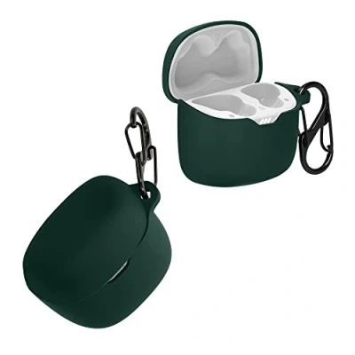 Immagine di kwmobile Custodia Silicone Cuffie Compatibile con JBL Tune Flex Cover Porta Auricolari Moschettone Case verde scuro