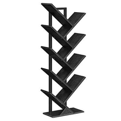 Immagine di HOOBRO Libreria ad Albero, Scaffale a 9 Livelli autoportante, Industriale con Ripiani in Legno, Ufficio Domestico, ‎Nero EBB08SJ01G1