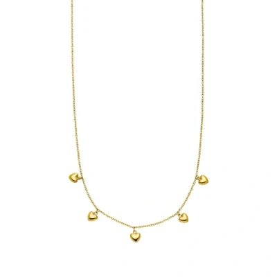 Immagine di Purelei® collana Kalea Heart (oro, argento, oro rosa), da donna in acciaio inossidabile con 5 pendenti a cuore, lunga resistente all&#039;acqua, regolabile 40 45 cm (Oro)