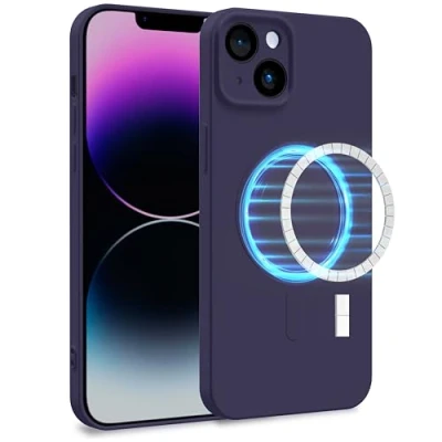 Immagine di MyGadget Cover [ MagSafe ] per Apple iPhone 14 Plus Custodia in Silicone Morbido a Doppio Strato Case con Protezione Fotocamera &amp; Fodera Interna Viola