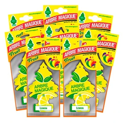 Immagine di Arbre Magique Mono, Profumatore Auto, Fragranza Lemon, Profumazione Fresca e Fruttata, Durata fino a 7 Settimane, Made in Italy, Confezione da 8 Pezzi