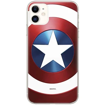 Immagine di ERT GROUP custodia per cellulare Apple Iphone 11 originale e con licenza ufficiale Marvel, modello Captain America 025 adattato in modo ottimale alla forma dello smartphone, TPU