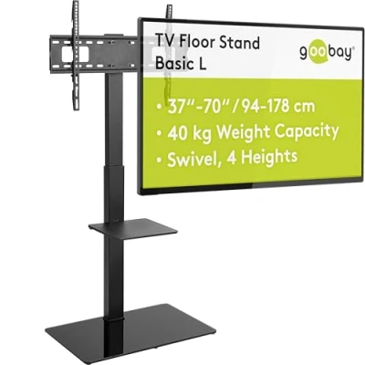 Immagine di goobay 58526 Supporto TV per e monitor di dimensioni comprese tra 37&quot; 70&quot; (94 180 cm) / girevole regolabile in altezza/Supporto piatti curvi fino a 40 kg