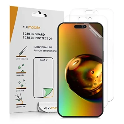 Immagine di kwmobile 3x Pellicola Salvaschermo Compatibile con Apple iPhone 14 Pro Max Film Protettivo Telefono Protezione Antigraffio Display Smartphone