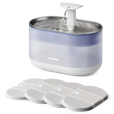 Immagine di PETLIBRO Fontana per gatti ultra silenziosa da 2,1 l, in acciaio inox, con due modalità di flusso, senza BPA, livello dell&#039;acqua visibile 4 grandi filtri