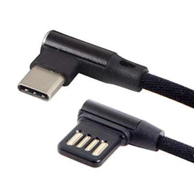 Immagine di Cablecc Micro USB 5Pin/USB C 3.1 Tipo a sinistra ad angolo retto 90 gradi 2.0 cavo dati con custodia per tablet e telefono 15 cm … (USB C)
