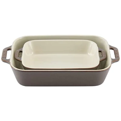 Immagine di STAUB Ceramique Set di 2 piatti rettangolari in ceramica, 20 x 16 cm e 27 cm, colore: Grigio antico