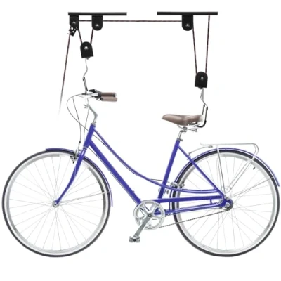 Immagine di PrimeMatik Supporto per Appendere Le Biciclette al soffitto con Corde e carrucole