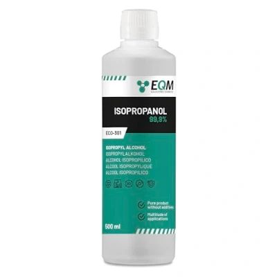Immagine di EQM ECO 301 Isopropanolo Alcool Isopropilico 99,9% 500 ML Pulizia di componenti elettronici, lenti e schermi delle resine stampa 3D Detergente per vetri, sgrassatore