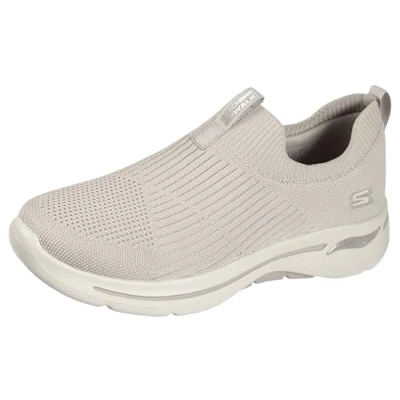 Immagine di Skechers Go Walk Arch Fit 09, Scarpe da ginnastica Donna, Finiture In Tessuto Color Tortora, 36.5 EU